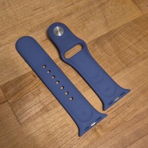 Genuine Apple Watch Silicone Sports Band Blue & Black 44mm S/m X 2